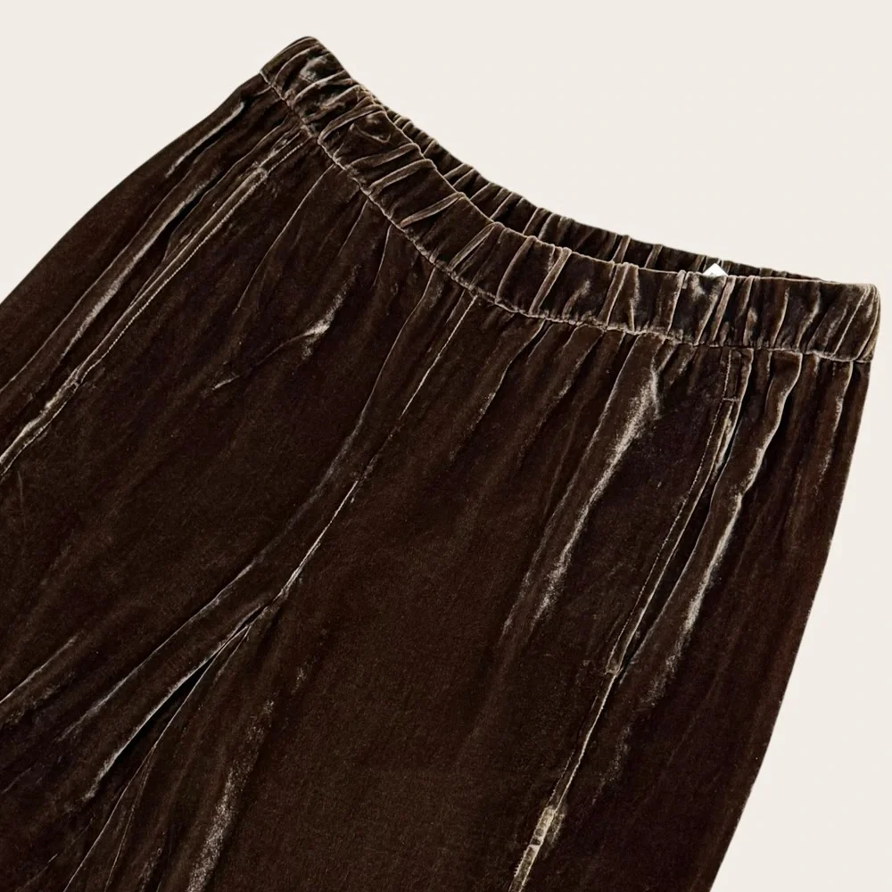 EILEEN FISHER Velvet Lantern Tapered Ankle Pants Wren Chocolate Brown NWT $288